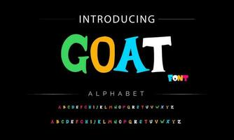 Funky colorful cartoon font type. Vector alphabet