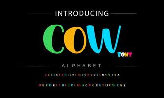 Funky colorful cartoon font type. Vector alphabet