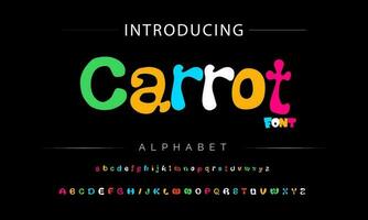 Funky colorful cartoon font type. Vector alphabet