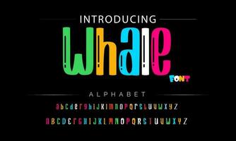 Funky colorful cartoon font type. Vector alphabet