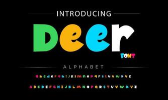 Funky colorful cartoon font type. Vector alphabet