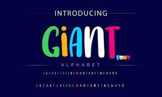 Funky colorful cartoon font type. Vector alphabet