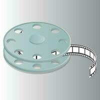 3D film reel element on grey background. vector