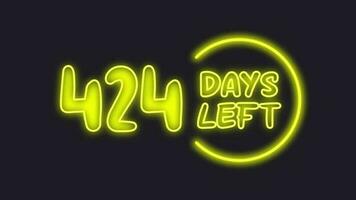 424 day left neon light animated video