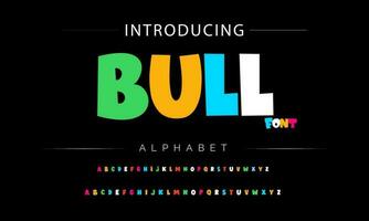 Funky colorful cartoon font type. Vector alphabet