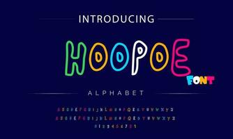 Funky colorful cartoon font type. Vector alphabet