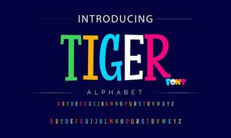 Funky colorful cartoon font type. Vector alphabet