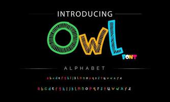 Funky colorful cartoon font type. Vector alphabet