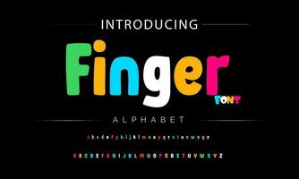 Funky colorful cartoon font type. Vector alphabet