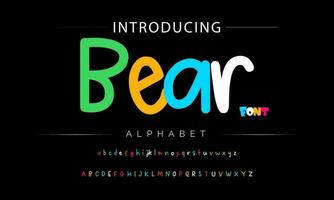 Funky colorful cartoon font type. Vector alphabet