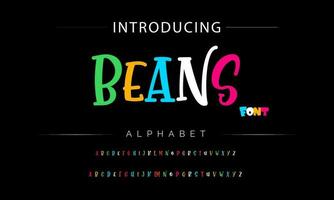 Funky colorful cartoon font type. Vector alphabet