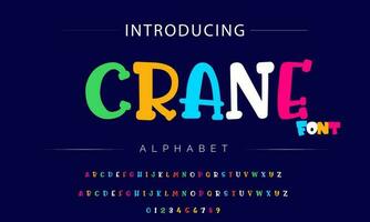 Funky colorful cartoon font type. Vector alphabet