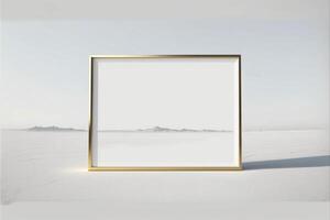 imagen marco sentado en parte superior de un nieve cubierto suelo. generativo ai. foto