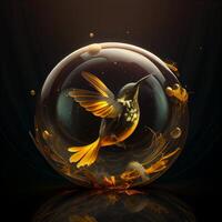 bird that is inside of a bubble. . photo