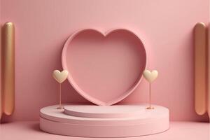 heart shaped display in a pink room. . photo