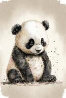 watercolor painting of a panda bear. . photo