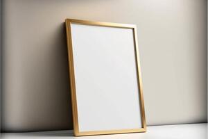 blank picture frame leaning against a wall. . photo