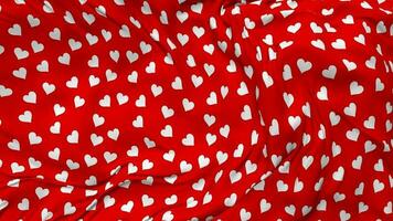 Heart Love Pattern Flag Seamless Looping Background, Looped Bump Texture Cloth Waving Slow Motion, 3D Rendering video