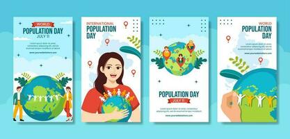 mundo población día social medios de comunicación cuentos plano dibujos animados mano dibujado plantillas antecedentes ilustración vector