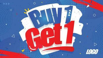 Buy one get one banner with blue background vector