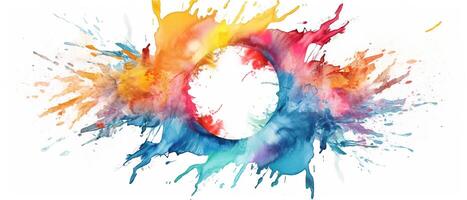 Multicolored splash watercolor template for designs on a white background. . photo