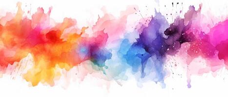 Multicolored splash watercolor template for designs on a white background. . photo