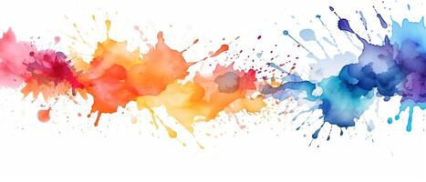 Multicolored splash watercolor template for designs on a white background. . photo