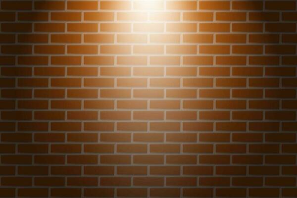 Orange brick wall texture background with light of spotlight