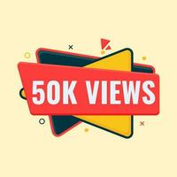 50k views sticker for thumbnail design vector