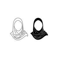 Black and White Hijab icon vector isolated on white background