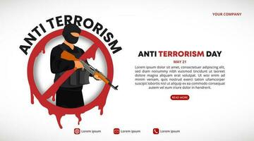 Anti terrorism day background with a terrorist and blood vector