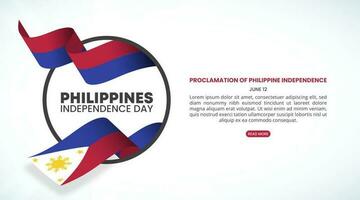 Philippine independence day background with waving flag vector