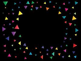 Frame of confetti triangles on black background vector