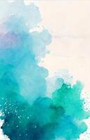 painting of blue and green watercolors on a white background. . photo