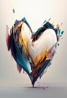 there is a heart shaped object with lot of paint on it. . photo
