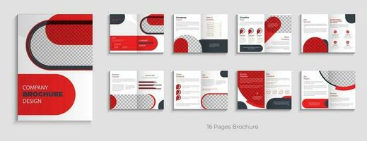 Creative red color shape company brochure template design layout vector