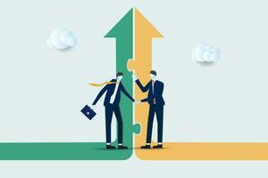 Businessmen shaking hands on a background of arrows. Cooperation, Concept business illustration vector