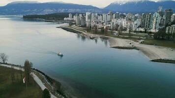 Stunning aerial view on downtown of Vancouver, Granville bridge and False Creek video