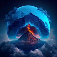 un imagen de un volcán en el cielo. generativo ai. foto