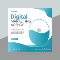 Digital marketing agency social media post and square web banner template vector