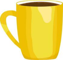 yellow cup with coffee or tea drink color illustration vector