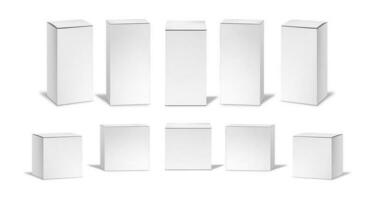 Realistic white boxes set collection vector