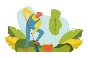 Harvesting, farming, sowing campaign, nature, agriculture concept vector