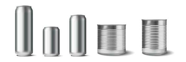 Realistic aluminium cans set collection vector