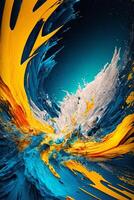 close up of a yellow and blue wave. . photo