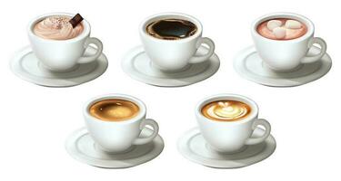 Realistic coffee cups set collection vector