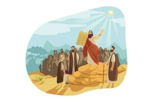 Moses with Gods tablets, Bible concept vector