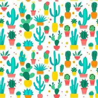 Cacti seamless pattern vector