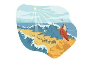 Moisés, separación de rojo mar, Biblia concepto vector