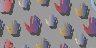 Hands with shadow. Seamless background of palms. Vector graphics